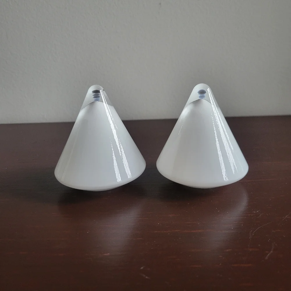 Vintage Opaline Clear Glass Cone Light Shades, Set of 2